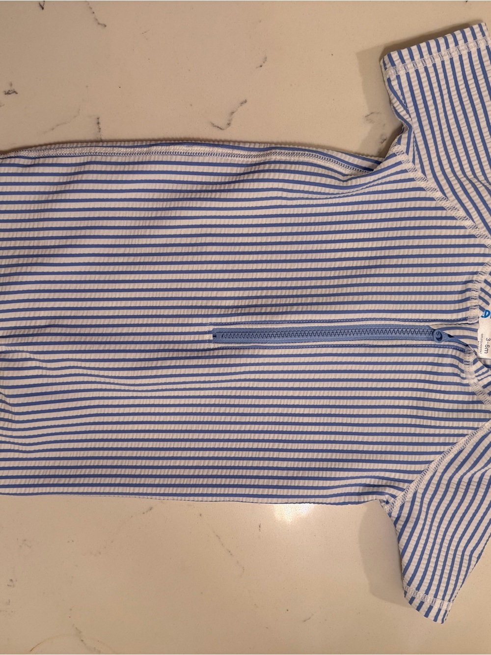 Blue & White Striped Baby One-Piece (3-6m)
